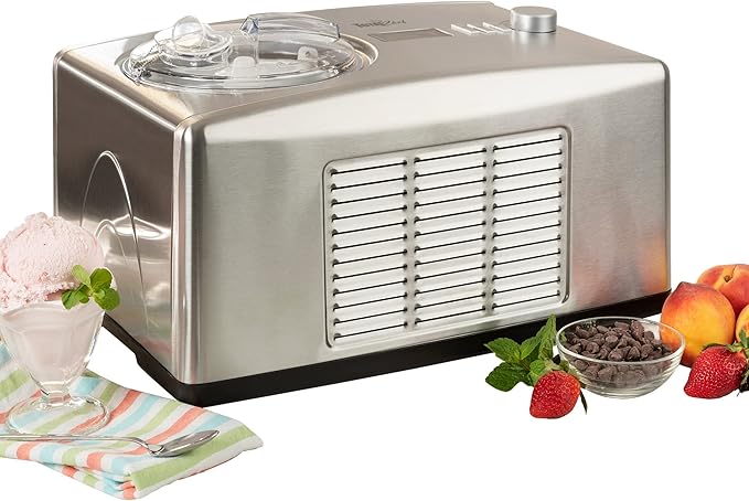 Total Chef Automatic 2-in-1 Ice Cream &Yogurt Maker Machine - Serve Soft, Creamy Sorbet, Gelato, Tasty homemade Instant Treats With No Salt & Prefreezing, Built-In Compressor 1.6Qt Stainless Steel