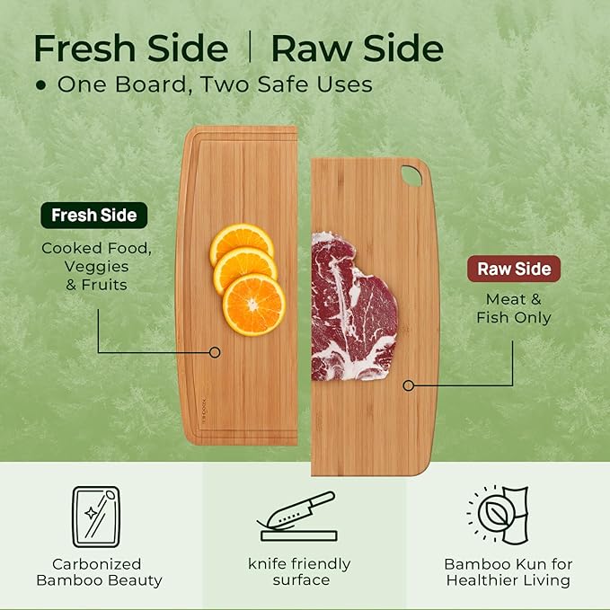 Dishwasher Safe Bamboo Cutting Boards Durable Lightweight Wood Cutting Board for Busy Kitchen, Easy Clean Wooden Chopping Boards with Juice Groove Set of 3 (L+M+S)