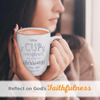 Christian Art Gifts Microwave & Dishwasher Safe Inspirational Scripture Mug for Women: Cup Overflows with Blessings Encouraging Bible Verse Psalm Novelty Drinkware, White & Leafy Purple Floral, 12 oz.