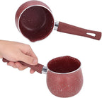 Milk Pan, 10cm Dia Nonstick Saucepan with Pour Spouts Aluminum Alloy Sauce Pan Enameled Inside Coating Small Soup Pot with Single Handle for Coffee Butter Chocolate (Red)