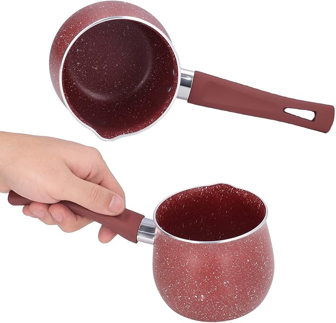 Mini Saucepan, Nonstick Butter Warmer Multi Milk Pot Stockpot Practical Small Melting Pot with Handle Pour Spouts