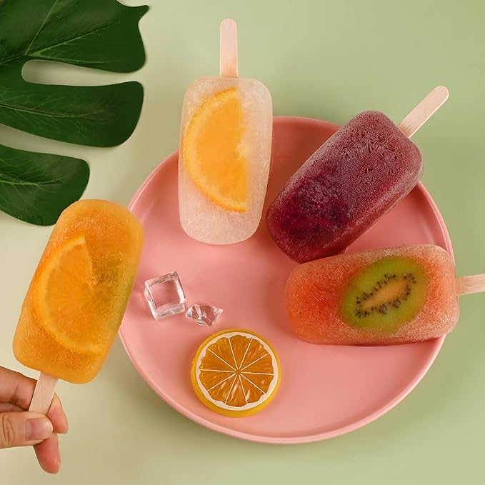 WMKGG Stackable Silicone Popsicle Molds with Lids, 4 PCS Ice Cream Molds with 50 Wooden Sticks for Cake Pop, Ice Pop, Cakesicle (Standard Size/Multicolor)