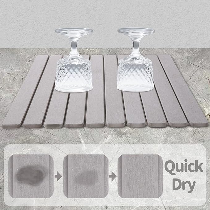 Coolcandy 24x16" Large Stone Dish Drying Mat, Quick Drying Mat Kitchen Counter, Foldable Kitchen Drying Mat, Diatomaceous Earth Stone Drying Mat, Collapsible Dish Mat Kitchen Mat For Drying