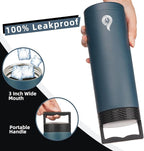 BJPKPK Insulated Water Bottles, Dishwasher Safe 18 oz Water Bottle with Handle, Leakproof BPA Free Water Jug, Stainless Steel Thermos for Sports, Navy Blue