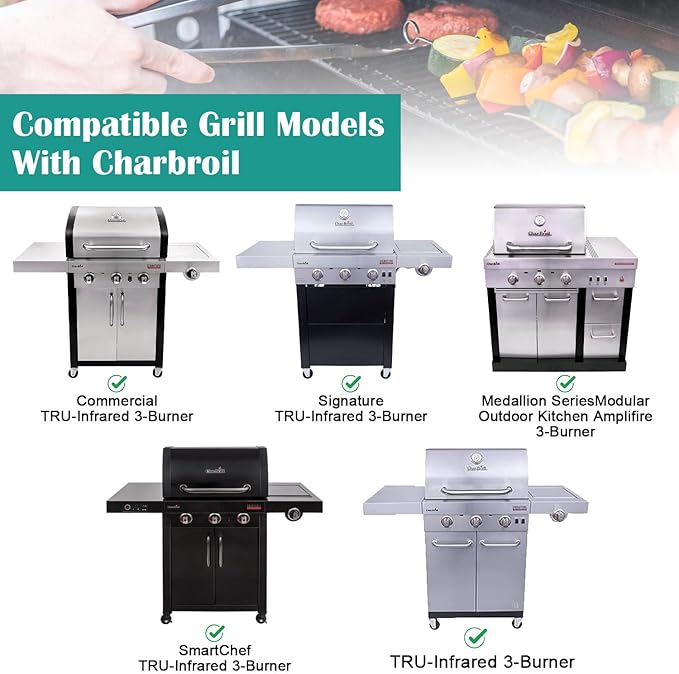 Griddle Inserts for Charbroil Commercial Infrared Tru Infrared, Flat Top Plate for Charbroil 463242515 466242515 466242615 463243016 463367516 463367016 463342620 Replace for G466-0025-W1A Grates