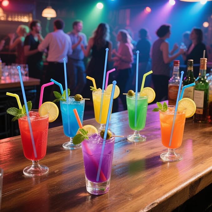 100 Pieces Disposable Plastic Round Top Clear Swizzle Sticks, Crystal Cake Stick, Cocktail Coffee Drink Stirrers 7.24 Inch (Blue)