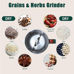 Grain Grinde For Kitchen, Electric Dry Spice Grinders Comes With 3 Removable Stainless Steel Blades, 500w Herb Grinder Suitable For Grinding Spices, Coffee Beans, Grains, Nuts (Black）
