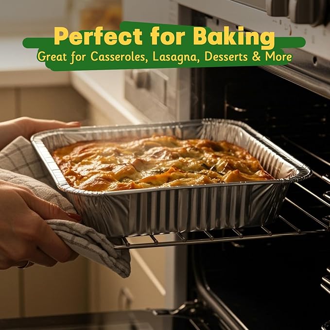9x13 Aluminum Pans [40 Pack], Extra Heavy Duty Half Size Disposable Aluminum Foil Pans, Deep Baking Pans for Cooking, Roasting, Heating, and Steam Tables