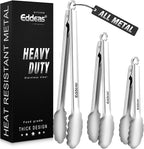 Tongs For Cooking - All Metal Heat Resistant 600 Degrees Kitchen Tongs, Stainless Steel Locking Tongs, For Food,Salad, BBQ, Grill, Dishwasher, Set of 3-7",9" & 12 inch