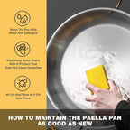 14 Inch Stainless Steel Paella Pan with Lid,Frying Pan, Tri-Ply Even Heating, Induction Ready & Dishwasher Safe – Great for Camping, Parties, Family Gatherings