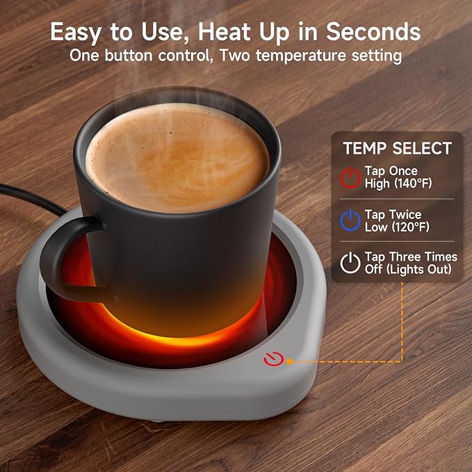Coffee Mug Warmer, Cup Warmer for Desk with Auto Shut Off, Electric Beverage Tea Water Milk Warmer with Smart Temperature Settings, Heating Plate Candle Wax Warmer