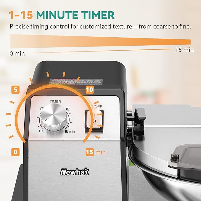 Newhai Commercial Food Processor, 5QT Vegetable Chopper Meat Grinder Mincer, Heavy Duty Electric Veggie Mincer, Stainless Steel Removable Bowl 1-15 Timer 250W 110volt Home&Restaurant