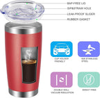 VEGOND 20oz Tumbler with Lid and Straw Stainless Steel Tumbler Cup Bulk Vacuum Insulated Double Wall Travel Coffee Mug Powder Coated Coffee Cup(Powder Red 6 Pack