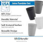 US Acrylic Newport 10 ounce Unbreakable Plastic Stackable Juice Tumblers in Grey Stone | Set of 12 Drinking Cups | Reusable, BPA-free, Made in the USA, Top-rack Dishwasher and Microwave Safe