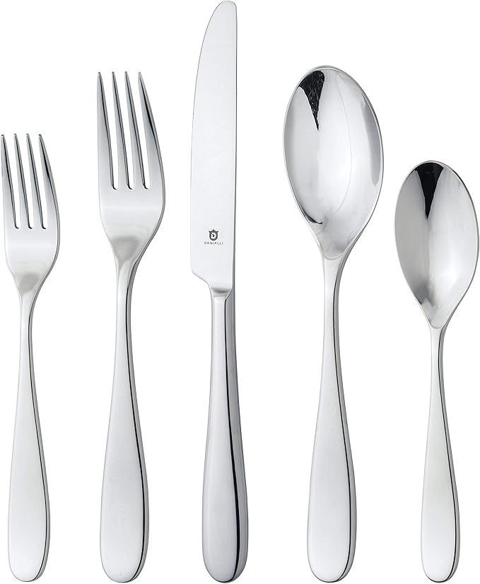 Silverware Set for 8 – 18/10 Stainless Steel Flatware, Mirror Polished, Dishwasher Safe, Heavy-Duty, Rust Resistant, Elegant Tableware (40-Piece Set, Fidenza)