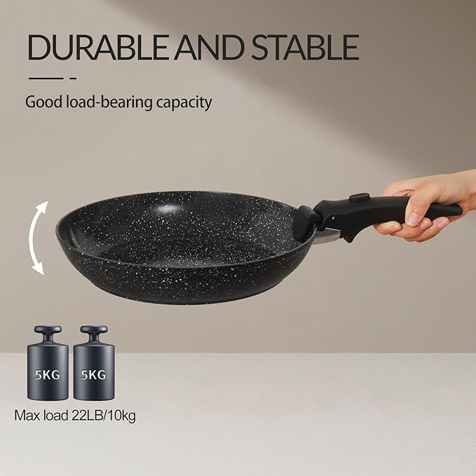 21PCS ceramic cookware set,Nonstick ceramic pan, Removable Handle pots and pans set, Stackable Pan Set, Ceramic Nonstick Pan Pots and Pans Set Non Stick(Black)