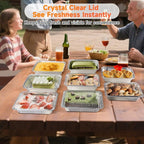 Aluminum Pans with Clear Lids - 50 Pack 2.25LB Capacity Disposable Pans with Plastic Dome Lids, 8.5”x6” Heavy Duty Tin Foil Pans for Cake Baking, Cooking, Heating, Storing, Prepping Food