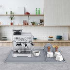 Silicone Coffee Mat with 6 Coasters,24"x16" Counter Bar Mat Fits Under Coffee Maker/Pot & Espresso Machine, Bar Aceessories,Detachable Drying Pad for Tamper,Sugar Packets,Cups & Countertop Protection