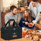 Double Decker Insulated Casserole Carrier for Hot or Cold Food, Expandable Insulated Food Carrier for Parties, Picnic, Beach, Fits 9"x13" Baking Dish (Black)