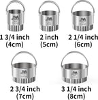 Fluted cookie cutter Set 1.75inch 2inch 2.25inch 2.75inch 3.25inch, Stainless Steel Round Biscuit Cutters with Handle, Wave Cookies Cutter with Fluted Edge, Baking Dough Tools, 5pcs GIFT