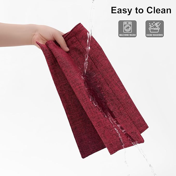 Homaxy Cloths Placemats for Dining Table Set of 4, Heat Resistant Washable Cotton Linen Blend Table Mats, Easy to Clean Place Mats for Indoor Outdoor Party Kitchen Decoration, 13" x 19", Red