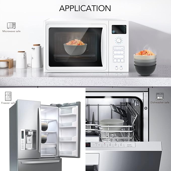 greenandlife 24oz/4PCS Lightweight & Unbreakable Wheat Straw Cereal Bowls - Noodle Fruit Soup Bowl Rice Bowls Dishwasher Microwave Safe, Non-toxin, BPA free and Healthy