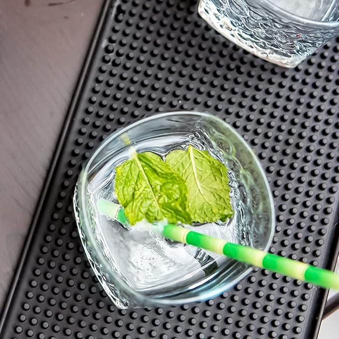 Rubber Bar Mat Set of 2 – 18"x12", Black – Durable, Non-Slip, Non-Toxic Spill & Drying Mats for Bars, Restaurants, Coffee Shops, Countertops & Tabletops