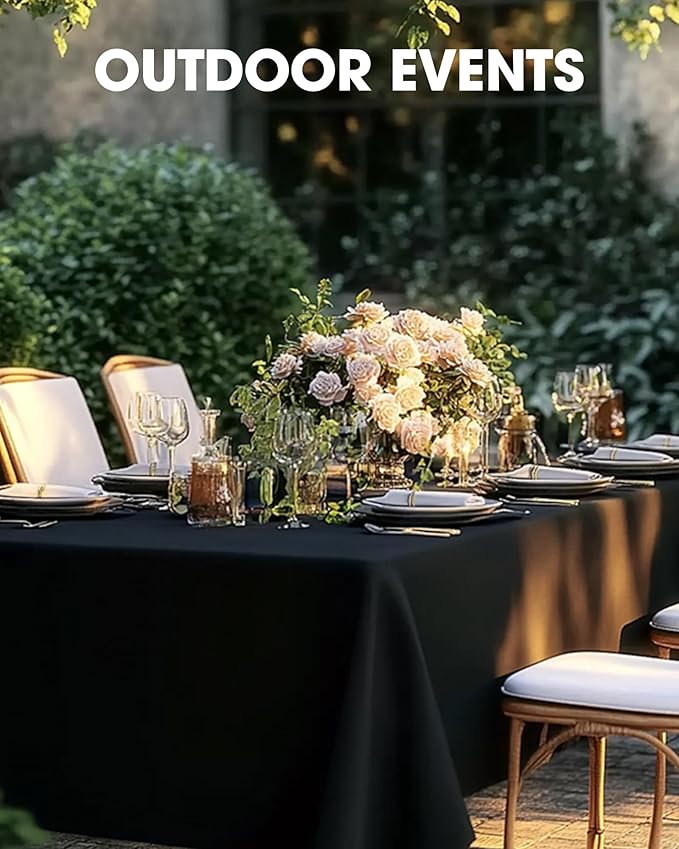 Pureegg Rectangle Table Cloth 60" x 84" – Durable Polyester Tablecloth Offers Reusable & Washable Protection, Ideal for Outdoor Party, Picnic, Wedding, Banquet and Birthday, 1 Pack, Black