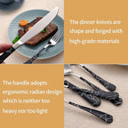20-Piece Black crack Silverware Set 18/0 Stainless Steel Silverware Set Black crack Handle Cutlery Set Service for 4 Dinner Knives Forks Spoons Set Flatware Set Finish Dishwasher Safe