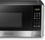 BLACK+DECKER Digital Microwave Oven with Turntable Push-Button Door, Child Safety Lock, Stainless Steel, 0.9 Cu Ft