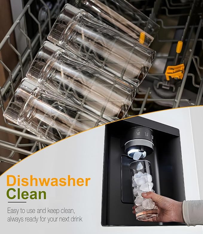 LUNA & MANTHA Highball Glasses Set of 6, 13 OZ Drinking Glasses, Lead-Free Crystal Water Glass, Tall Glass Cups for Cocktail, Tom Collins, Mojito, Mixed Drink, Kitchen and Bar Glassware