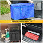 BALEINE 2Pk Insulated Reusable Grocery Bags, Collapsible Cooler Bag for Groceries, Heavy Duty Large Insulated Bag (24''x14''x15'', Midnight Blue)