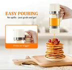 Aelga Glass Honey Dispenser Pot, No Drip 9 OZ Honey Jar with Handle, Syrup Dispenser for Coffee or Tea, White