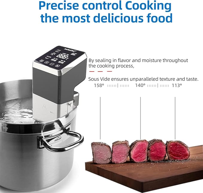 Anchorchef Sous Vide 1400W Precision Cooker, Professional Sous Vide Cooker with Stainless Immersion Circulators, with large Touchscreen Accurate Temperature Timer, Fast-Heating, Powerful Pump Design