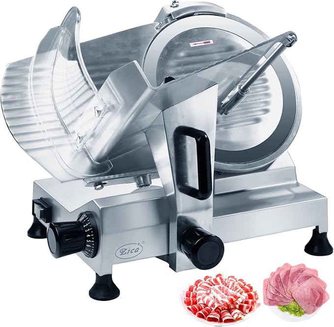 12" Chrome-plated Carbon Steel Blade Electric Deli Meat Cheese Food Ham Slicer Commercial and for Home use 250W Zica [ETL]