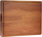 Extra Large Cutting Board, Wood Cutting Boards for Kitchen, Thick Chopping Board with Deep Juice Groove and Handles, Wooden Charcuterie Board for Meat, Turkey, fruit and cheese. (20x15x1 inch)