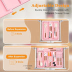 Utensil Drawer Organizer for Kitchen, Expandable Silverware Organizer Cooking Utensils Tray, Large Cutlery and Flatware Holder, Kitchen Tools & Gadgets Storage (Pink)