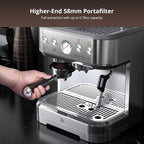 Professional Espresso Coffee Machine 20 Bar, Semi Automatic Espresso Maker With Grinder, Stainless Steel, Latte and Cappuccino Espresso Coffe Machine w/Automatic Milk Frothe for Office Cafe