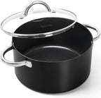MICHELANGELO Stock Pot with Lid, Nonstick Cooking Pot, 5 Quart Soup Pot with Lid, Non Stick Pots with Stainless Steel Handle, Induction Compatible, Black