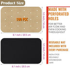 WMKGG Rectangular Air Fryer Parchment Paper, 100 PCS Disposable Perforated Air Fryer Liners with 2 Grilling Mat for Ninja DZ201 Foodi 6-in-1 8-qt. 2-Basket