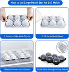 6 Chamber 2.34" 3D Death Star Ball Ice Cube Tray With Funnel,Large Round Ice Ball Molds Silicone Fun Shapes Whiskey Circle Ice Tray,For Chilling Whiskey,Cocktails,Bourbon,Brandy and Beverages