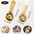 1 Gold Measuring Spoons (15 Ml) and 1 Tablespoons (30 Ml) Coffee Scoop for Ground Coffees, Stainless Steel Coffee Spoons Set Short Handle Tablespoon Measuring Spoon for Milk Tea Sugar Protein Brewin