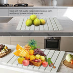 Large Stone Dish Drying Mats for Kitchen Counter, 24"(L)×16"(W) Quick Dry Collapsible Dish Drying Mat with Towel Sanding Absorbent Diatomaceous Earth Mat for Dishes Bottles Cups, Match Any Countertop