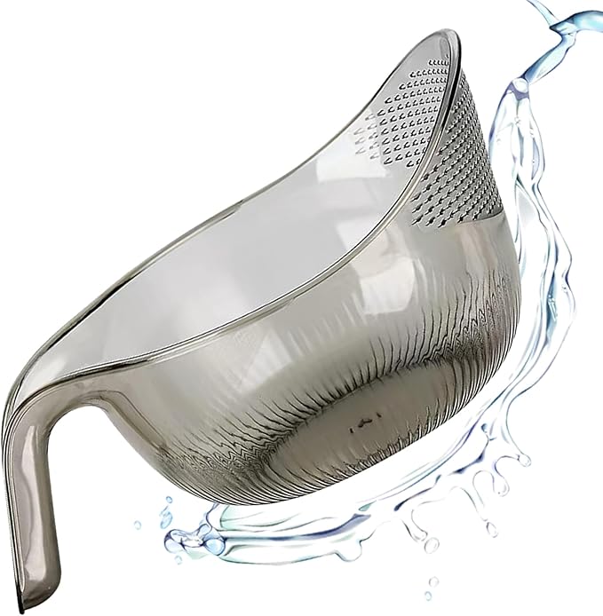 2-In-1 Rice Strainer, Rice Washing Bowl, Rice Washer Beans Washer Strainers And Colanders - Washing Bowl for Fruit Washing Bowl With Strainer, Multifunctional Drain Bask (Gray)