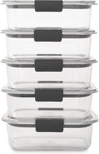 Rubbermaid Brilliance Food Storage Containers BPA Free Airtight Lids Ideal for Lunch Meal Prep & Leftovers Set of 5 (3.2 Cup)