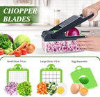 HomeHacks Vegetable Chopper Vegetable Cutter, 12 in 1 Kitchen Gadget, Dicer, Slicer, Onion Cutter, Salad, Cheese Grater & Egg Separator - Multi-Functional Veggie Chopper Lid with Handle (Grey)