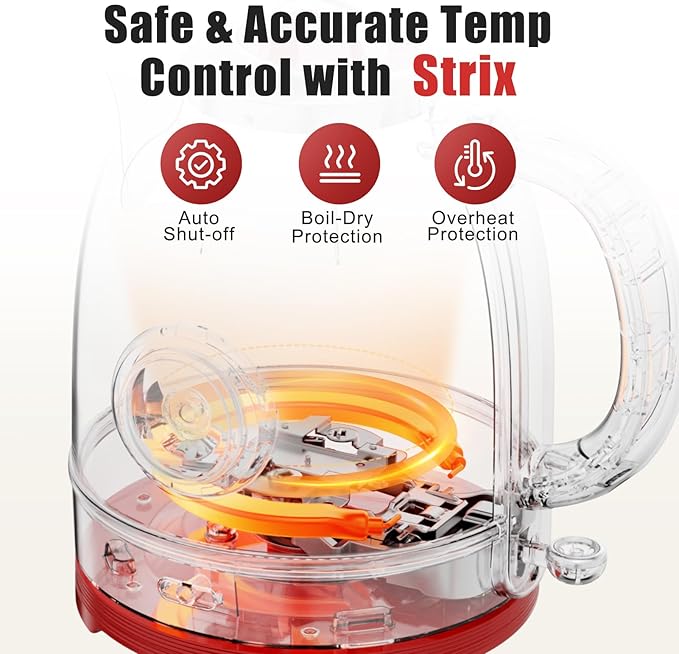 Kawu Electric Kettle, 1.3L/1.4QT Retro Electric Kettle Hot Tea Water Boiler with 304 Stainless Steel Inner, 1000W Fast Boiling Kettle with Boil-Dry Protection, Auto Shut Off, Keep Warm, Food Grade