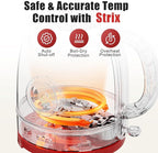 Kawu Electric Kettle, 1.3L/1.4QT Retro Electric Kettle Hot Tea Water Boiler with 304 Stainless Steel Inner, 1000W Fast Boiling Kettle with Boil-Dry Protection, Auto Shut Off, Keep Warm, Food Grade