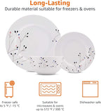 Amazon Basics Dinnerware Set, Microwave and Dishwasher Safe, Service for 6, 18-Piece Complete Kitchen, Plates, Dishes, Bowls, Branches