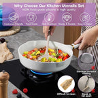 Silicone Cooking Utensils Set, Onader 6 Pcs Kitchen Utensils for Cooking, Heat Resistant Kitchen Gadgets Tools Set for Nonstick Cookware - 3 Mixed Color (Khaki & Pink & White)